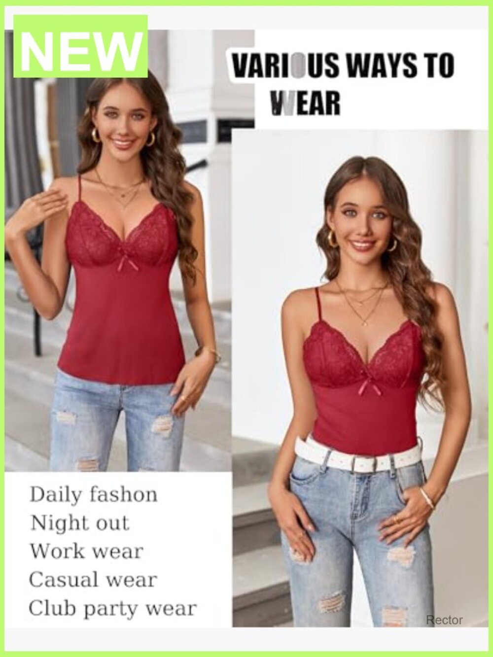 Sexy Lace Camisole Tank Top for Women Spaghetti Strap Going Out Top - Picture 6 of 7
